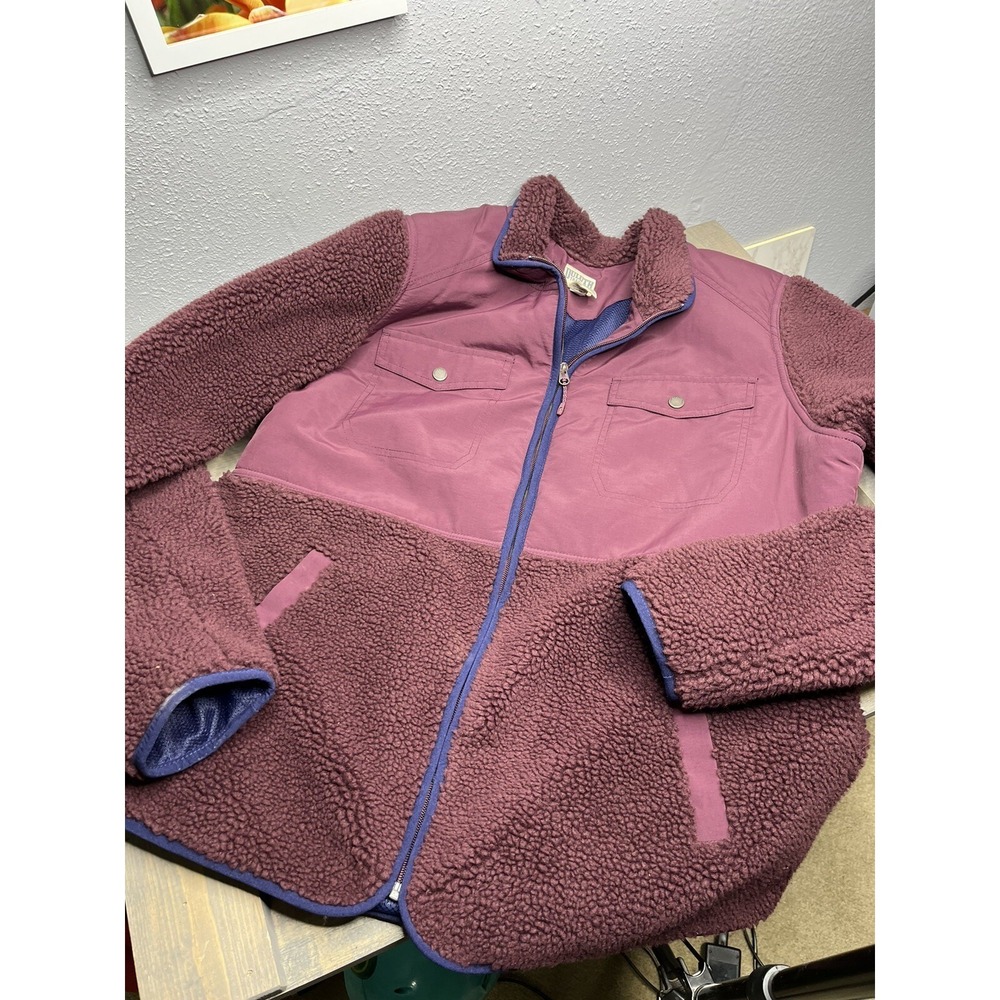 Duluth Trading Jacket Mens XL Maroon Full Zip-Up Fleece Navy blue